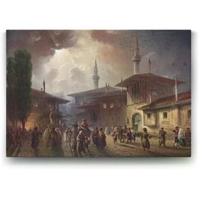 Tabloshop Osmanlıda Çarşı Meydanı 75x50 cm Tablo