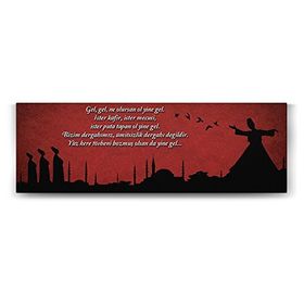 Tabloshop Panoramik Mevlana Sözleri 180x60 cm Tablo