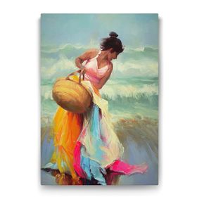 Tabloshop Renkli Elbiseli Kadın 50x75 cm Tablo