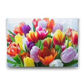 Tabloshop Renkli Lale Buketi 90x60 cm Tablo