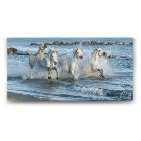 Tabloshop Sahilde Koşan Atlar 140x70 cm Tablo