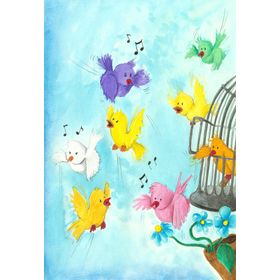 Tabloshop Şarkı Söyleyen Kuşlar 40x60 cm Tablo
