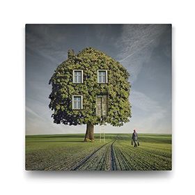 Tabloshop Sürreal Ağaç Ev 40x40 cm Tablo