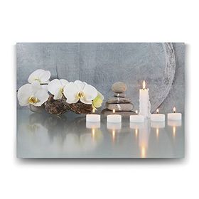 Tabloshop Taşlar Mum Orkide 75x50 cm Tablo