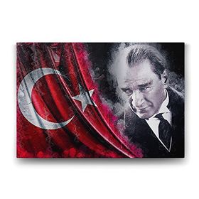 Tabloshop Türk Bayraklı Atatürk 45x30 cm Tablo