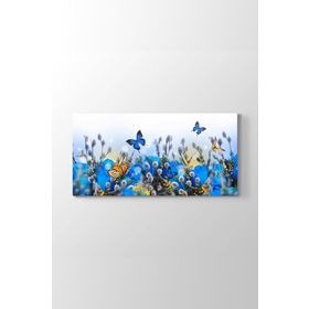 Tabloshop Uçuşan Mavi Kelebekler 160x80 cm Tablo