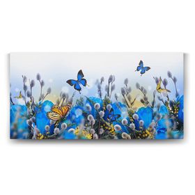 Tabloshop Uçuşan Mavi Kelebekler 160x80 cm Tablo