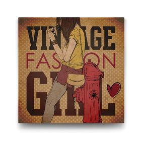 Tabloshop Vintage Fashion Girl 90x90 cm Tablo