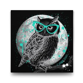 Tabloshop Yeşil Gözlüklü Baykuş 90x90 cm Tablo