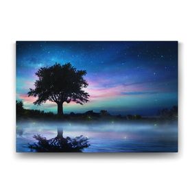 Tabloshop Yıldızlı Gecede Yalnız Ağaç 125x80 cm Tablo