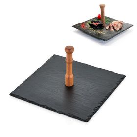 Taboo TAB-1135 22x16 cm Ahşap Saplı Dikdörtgen Arduvaz Taş