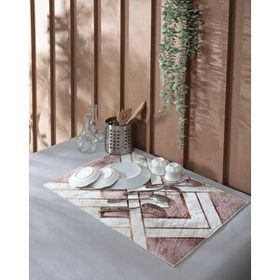 Tabu Home 40x60 cm XL Boy Bambu Kumaş Kilim Desen Bulaşıklık Matı