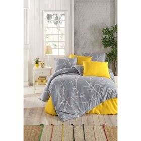 Tabu Home Parure Dallı Gri Çift Kişilik Nevresim Takımı