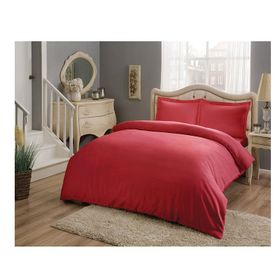 Taç 200x220 cm Saten Basic Kırmızı Çift Kişilik Nevresim Takımı