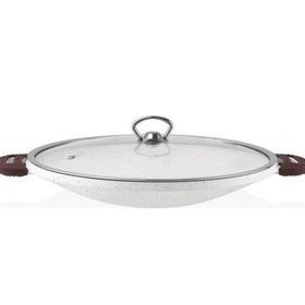 Taç 34 cm Beyaz Cam Kapaklı Sac Kavurma - Gözleme Döküm Tavası