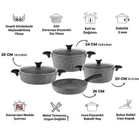 Taç 3454 Master Cook Gri 7 Parça 4'lü Tencere Seti