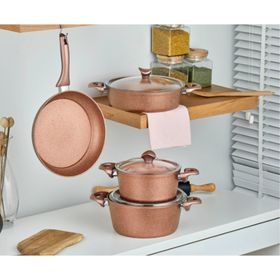 Taç 3457 Master Cook 7 Parça Granit Tencere Seti Rose Gold