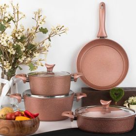 Taç 3457 Master Cook 7 Parça Granit Tencere Seti Rose Gold