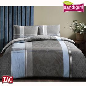 Taç 3464 V01 Gri Ranforce Delani Çift Kişilik Nevresim Takımı