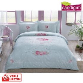 Taç 3464 V01 Turkuaz Ranforce Melany Çift Kişilik Nevresim Takımı