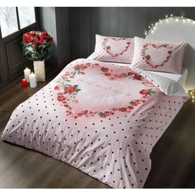 Taç 3745 Ranforce Lover Pembe Çift Kişilik Nevresim Takımı