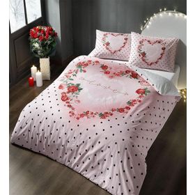 Taç 3745 Ranforce Lover Pembe Çift Kişilik Nevresim Takımı