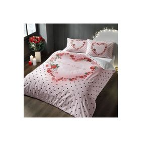 Taç 3745 Ranforce Lover Pembe Çift Kişilik Nevresim Takımı
