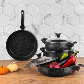 Taç 3819 Mastercook Tombik 7 Parça Granit Güveç Siyah Tencere Seti