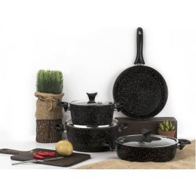Taç 3819 Mastercook Tombik 7 Parça Granit Güveç Siyah Tencere Seti