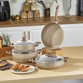 Taç 3821 Cappuccino Granit Tencere Seti