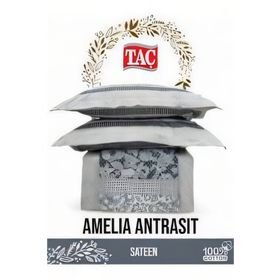 Taç Amelia Çift Kişilik Saten Antrasit Nevresim Takımı