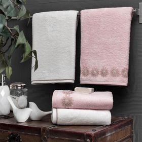 Taç Bambu Clemita Pembe Ekru Hamam Seti