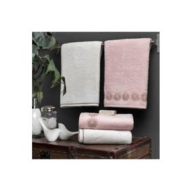 Taç Bambu Clemita Pembe Ekru Hamam Seti