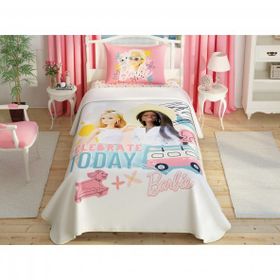 Taç Barbie Celebration Tek Kişilik Pike Takımı Set