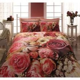 Taç Bouquet Pembe Çift Kişilik Nevresim Takımı