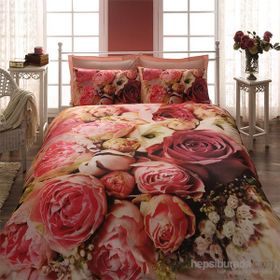 Taç Bouquet Pembe Çift Kişilik Nevresim Takımı