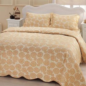 Taç Comfort Lillian Bej Çift Kişilik Yatak Örtüsü Seti