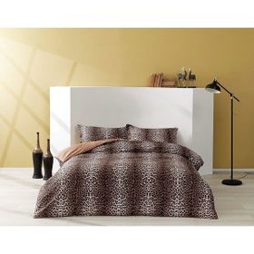 Taç Deluxe Leopard Kahverengi Pamuk - Saten Çift Kişilik Nevresim Takımı