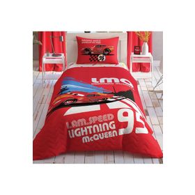 Taç Disney Cars Full Speed Baskılı Kırmızı Tek Kişilik Pamuk Elyaf Complete Set