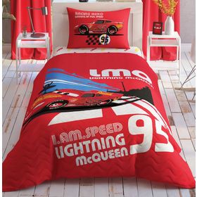 Taç Disney Cars Full Speed Baskılı Kırmızı Tek Kişilik Pamuk Elyaf Complete Set