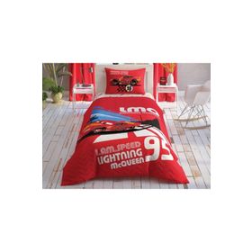 Taç Disney Cars Full Speed Baskılı Kırmızı Tek Kişilik Pamuk Elyaf Complete Set