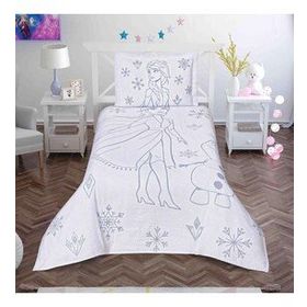 Taç Disney Frozen Snow Flower Lisanslı Jakar Yatak Örtüsü