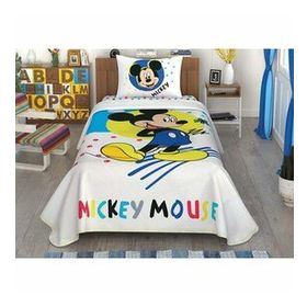 Taç Disney Mickey Colour %100 Pamuk Lisanslı 100x200 cm Tek Kişilik Pike Takımı