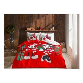 Taç Disney Minnie Mickey Christmas Lisanslı Çift Kişilik Nevresim Takımı