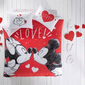 Taç Disney Minnie Mickey Lovely Lisanslı Pamuk Nevresim Takımı