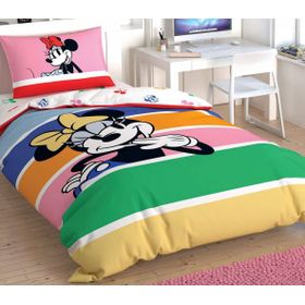 Taç Disney Minnie Mouse Rainbow Pamuk Nevresim Takımı