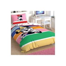 Taç Disney Minnie Mouse Rainbow Pamuk Nevresim Takımı