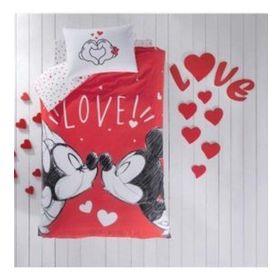 Taç Disney Minnie&Mickey Lovely Lisanslı %100 Pamuk Tek Kişilik Nevresim Takımı