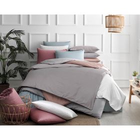 Taç Everyday Pamuk Saten Gri Çift Kişilik Nevresim Takımı