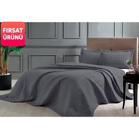 Taç Glory Antrasit 250x260 cm Çift Kişilik Yatak Örtüsü Seti